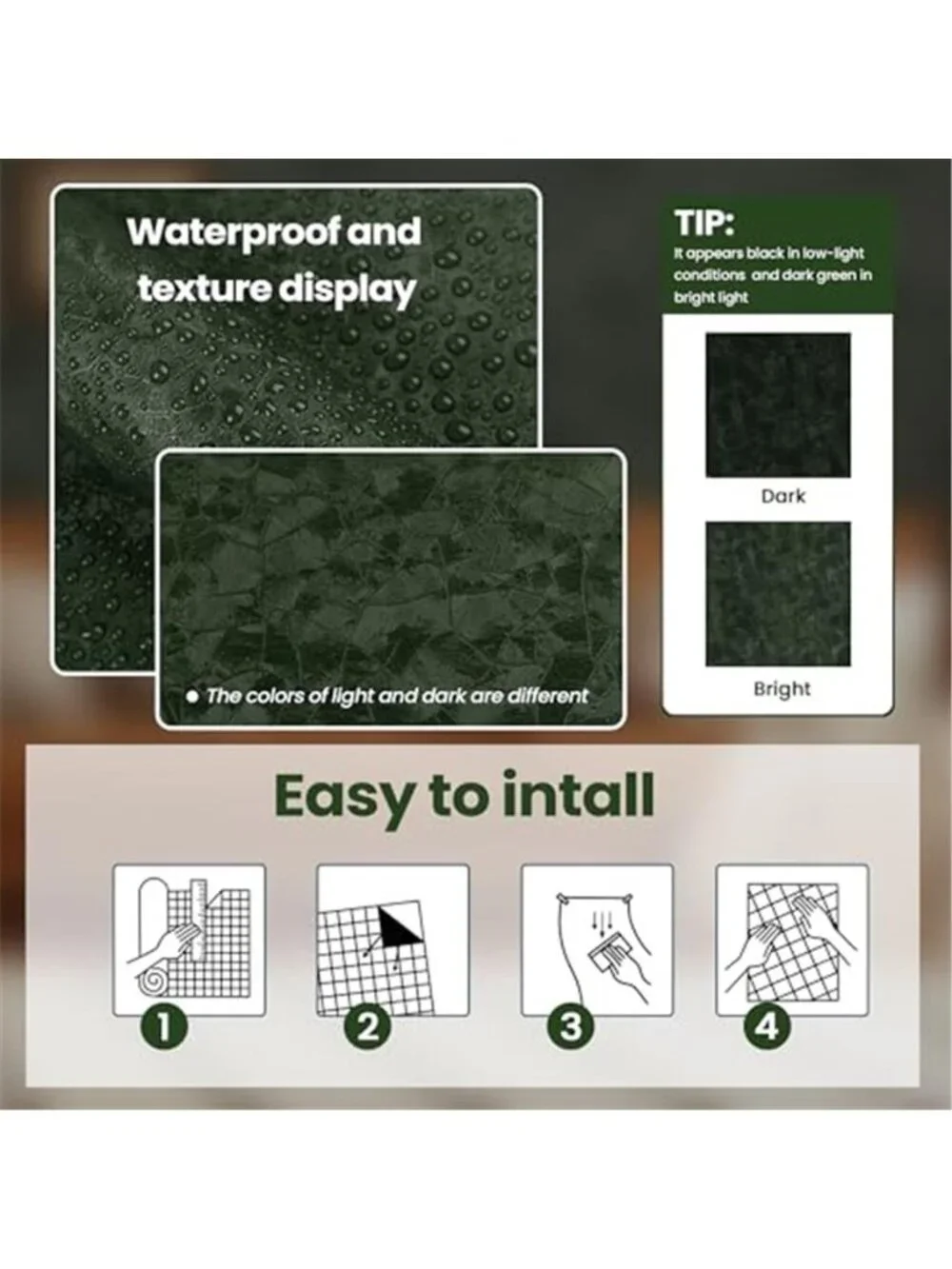 Dark Green Peel Stick Wallpaper Removable Self Adhesive Vinyl Waterproof Roll